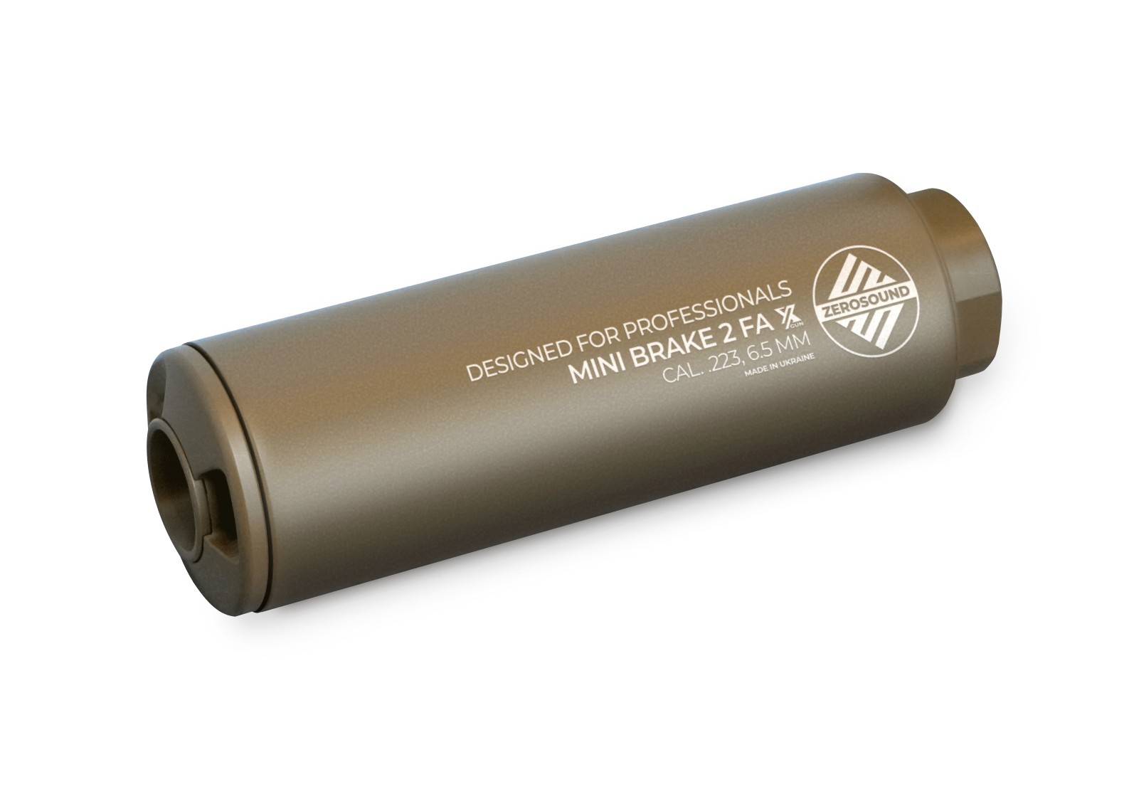 Саундмодератор Zerosound TITAN MINI BRAKE II Full Auto кал. 223 Rem (в комплекті с ДГК) різьба 1/2-28. FDE